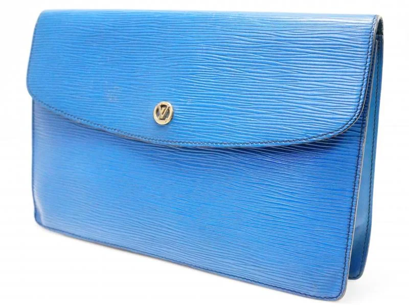 Ladies Louis Vuitton Capucines bags with gold - toned hardwareAuthentic Pre-owned Louis Vuitton Epi Toledo Blue Pochette Montaigne Gm 27 Clutch Bag M52655 200182