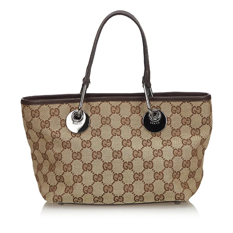 Gucci handbags for women with a back - zip pocketGucci Brown Beige Canvas Fabric GG Eclipse Tote Bag Italy