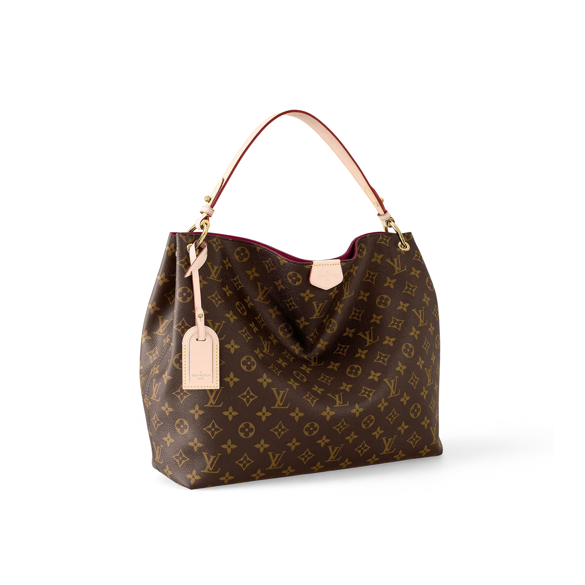 Louis Vuitton crossbody bags with a woven leather strap for textureLOUIS VUITTON Graceful MM Monogram Canvas Hobo Bag in Peony