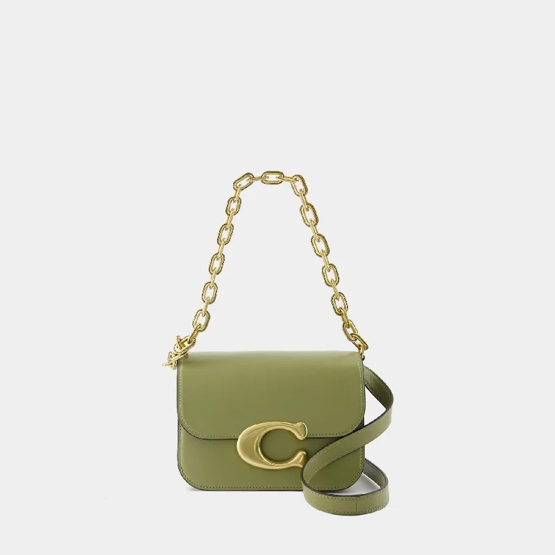 Coach tote bags with a snap - button closure and a decorative charm for styleIdol Shoulder Bag - Coach - Leather - Green