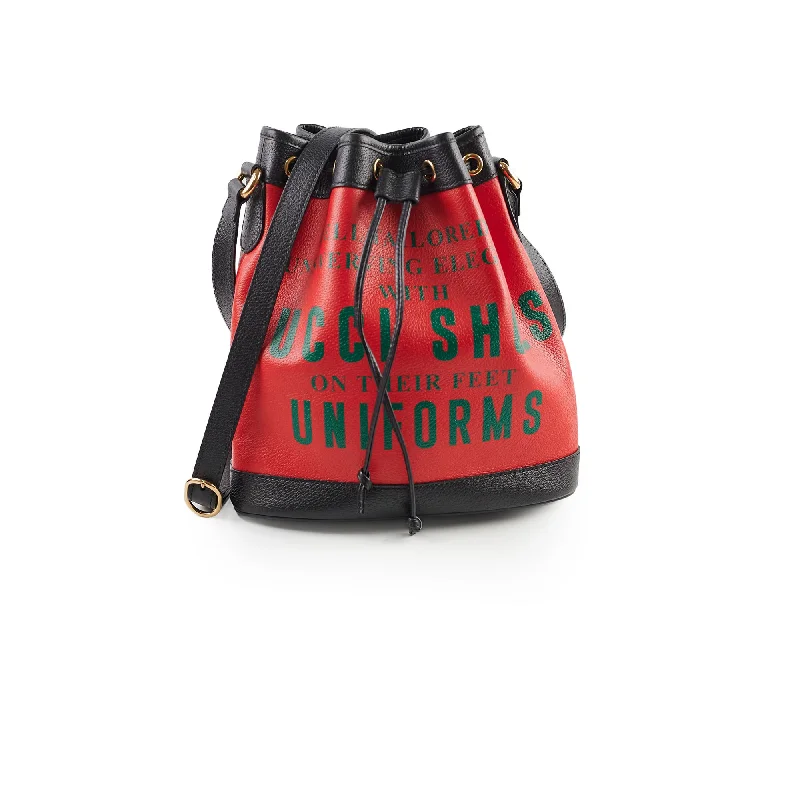 Women Gucci crossbody bags with a printed floral patternGucci Ophidia 100 Bucket Bag Red/Black