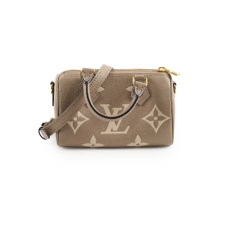 Louis Vuitton Speedy bags in monogram canvas for a classic lookLouis Vuitton Nano Speedy Empreinte Grey/Cream