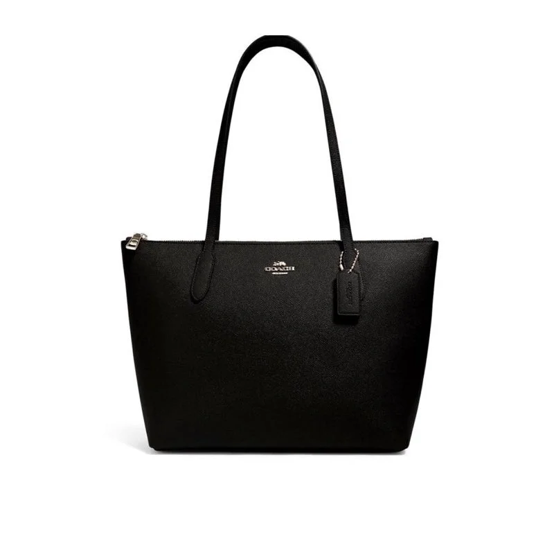 Coach Dempsey bags with a leather - wrapped drawstring for a luxurious feelCoach Zip Top Tote In Crossgrain Leather Black 4454