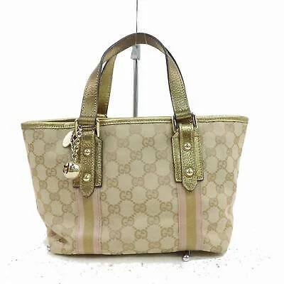 Gucci tote bags for women with a printed Gucci logoGucci Tote Bag Light Brown Canvas (SHC1-15961)