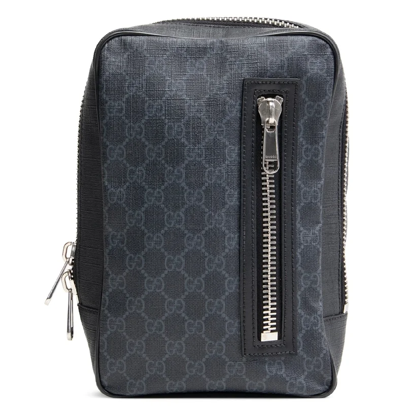 Ladies Gucci handbags with a detachable coin purse insideGUCCI GG Supreme Soft Sling - Black OUTLET FINAL SALE