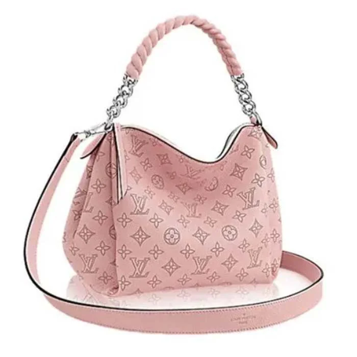 Ladies Louis Vuitton Petite Malle bags with a star - shaped charm for cutenessLouis Vuitton LV Women Carmel Hobo Bag Pink Mahina Perforated Calfskin Leather