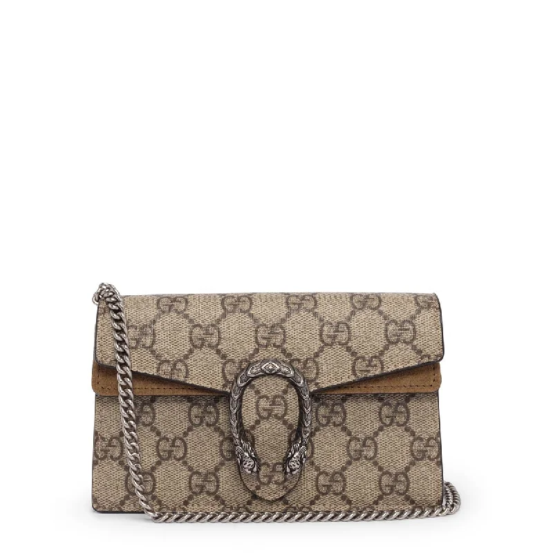 Ladies Gucci shoulder bags with a tassel decorationGucci Beige GG Supreme Super Mini Dionysus Bag