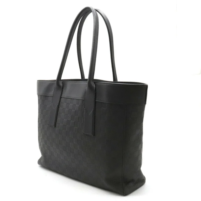 Louis Vuitton bags with a snap - button closure and a decorative charm for styleLOUIS VUITTON Damier Infini Cava Voyage Tote Bag Shoulder Leather Onyx Black N42239