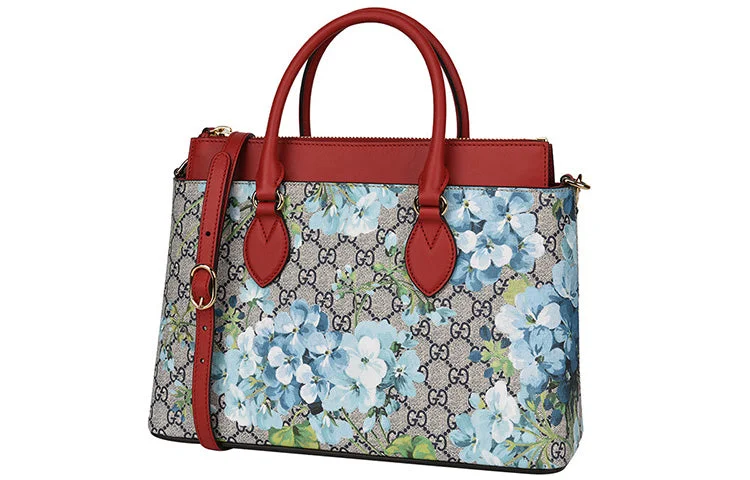 Gucci backpacks for women with a multi - pocket design(WMNS) GUCCI GG Blooms Logo Printing Canvas handbag Beige / Blue / Red Classic 546316-KU2IG-8492