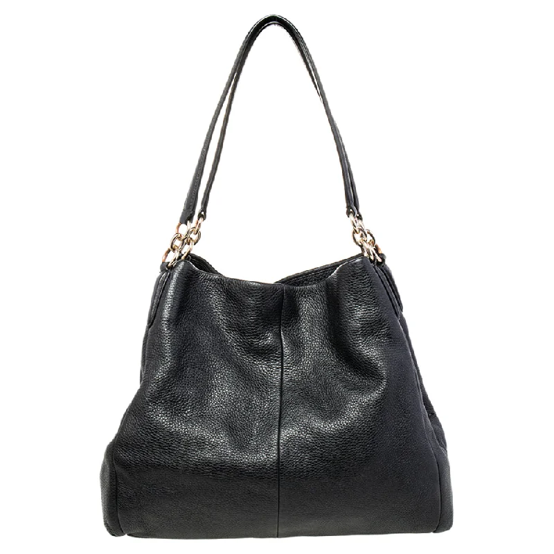 Coach Rogue bags with a detachable shoulder strap for versatile carryingBlack Leather Edie Shoulder Bag