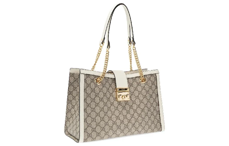 Gucci handbags for women with a back - zip pocket(WMNS) GUCCI Padlock Middle-Sized BackBag White/Brown 479197-KHNKG-9761