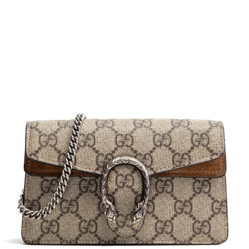 Ladies Gucci Dionysus bags in a pastel colorGUCCI GG Supreme Dionysus Super Mini