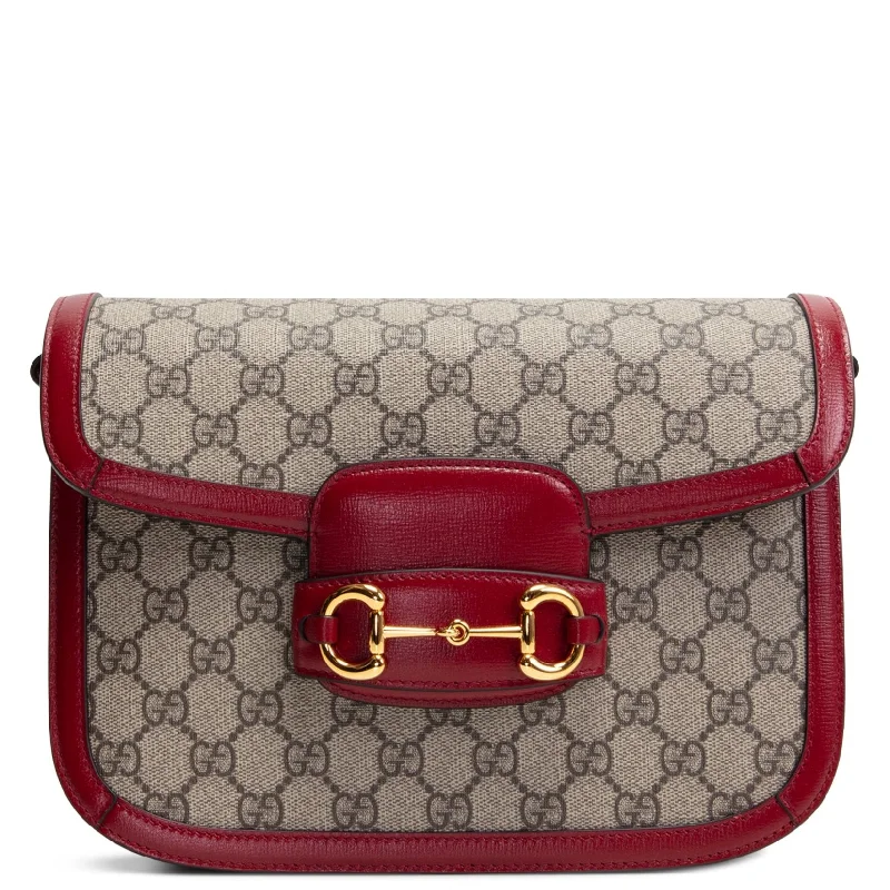 Gucci Dionysus bags for women with tiger - head claspsGUCCI Horsebit 1955 Small Shoulder Bag GG Supreme w/ Red