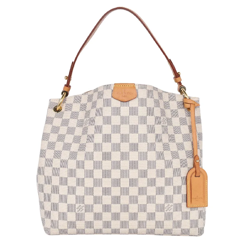 Ladies Louis Vuitton Petite Malle bags with a star - shaped charm for cutenessGraceful PM Hobo Damier Azur Shoulder Bag