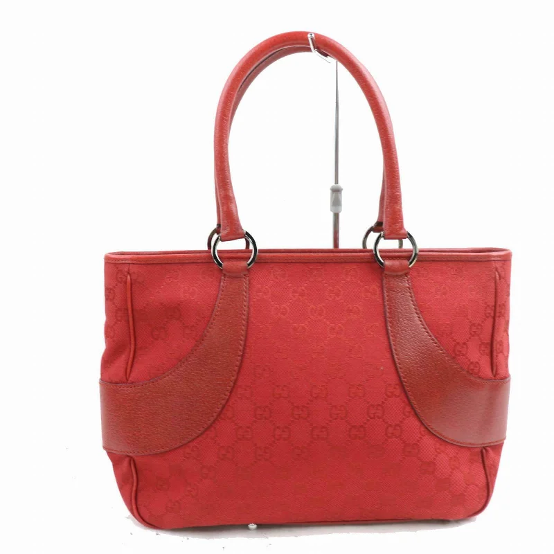 Women Gucci bags with interlocking G hardware for a classic lookGucci Tote Bag Red Canvas (SHC1-15698)