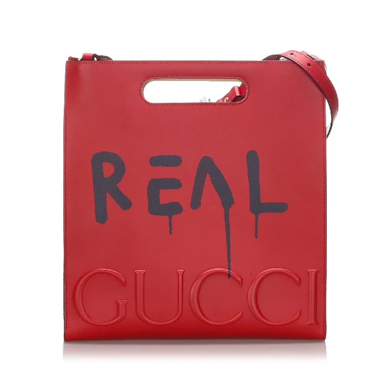 Women Gucci bags with a snap - button closure and a decorative charmGucci Red Calf Leather GucciGhost Tote Italy