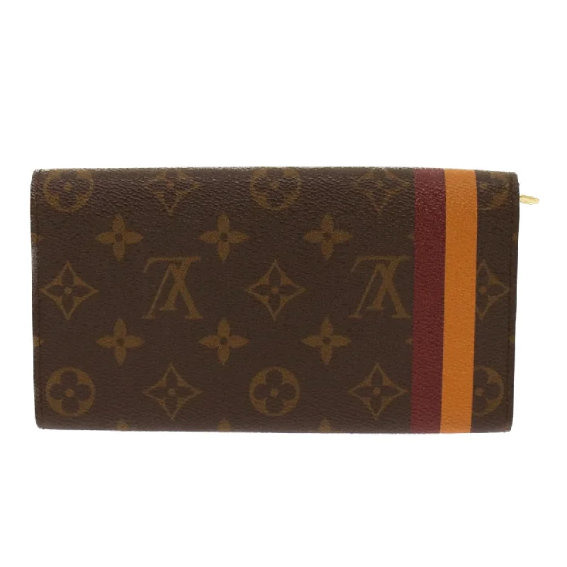 Louis Vuitton bags with a snap - button closure and a decorative charm for styleLOUIS VUITTON Monogram Orump Portefeuille Sarah Wallet initials Beige Auth 48651