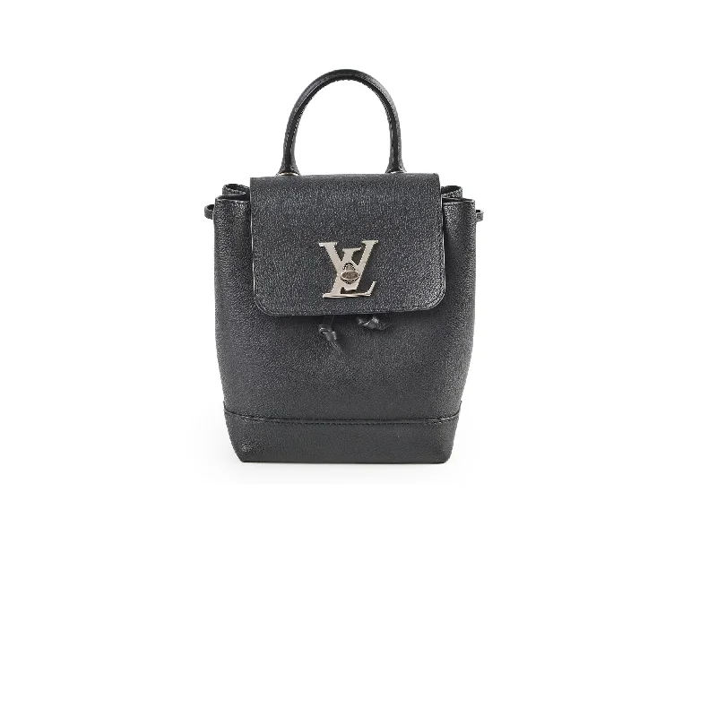 Louis Vuitton handbags with a patent - leather finish for a shiny lookLouis Vuitton Mini Lockme Backpack Black