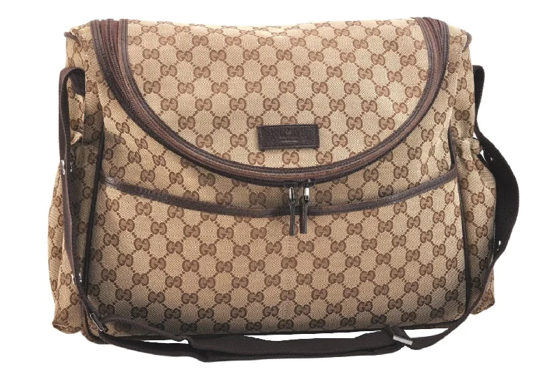 Women Gucci Sylvie bags with a monogram - embossed leatherAuthentic GUCCI Shoulder Cross Body Bag GG Canvas Leather 123326 Brown 7536K