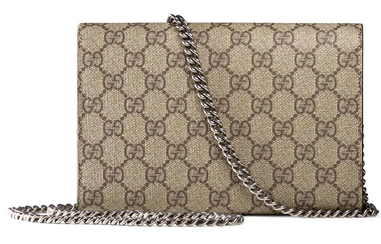 Women Gucci bags with a chain - link trim and a leather body(WMNS) GUCCI Dionysus Series Synthetic canvasChain bag Dionysus Brown 401231-KHNSN-8642