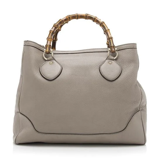 Ladies Gucci shoulder bags with a magnetic - closure flapGucci Leather Bamboo Diana Tote