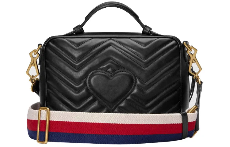 Gucci backpacks for women with a sleek silhouette(WMNS) GUCCI GG Marmont Leather Shoulder Bag Black 498100-DTDPT-8975