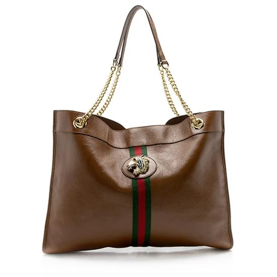 Women Gucci bags with a zippered interior pocketGucci Leather Rajah Large Tote