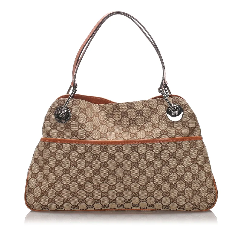 Gucci tote bags for women with a water - resistant coatingGucci Brown Beige Canvas Fabric GG Eclipse Tote Bag Italy