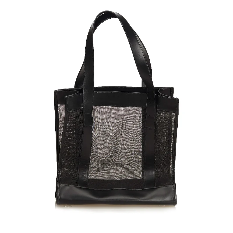 Women Gucci Sylvie bags with a detachable ribbon detailGucci Black Mesh Fabric Tote Italy