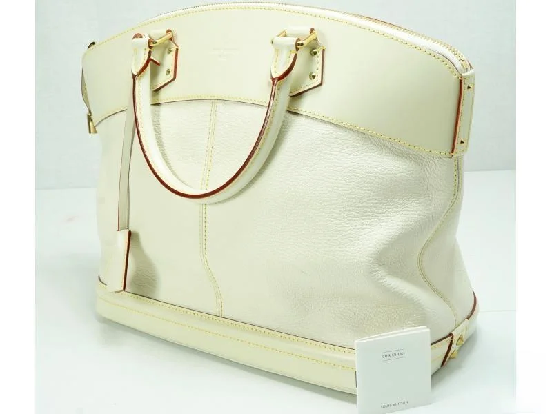 Ladies Louis Vuitton shoulder bags with a tassel decoration for charmAuthentic Pre-owned Louis Vuitton Suhali Leather Blanc White Lockit Mm Hand Tote Bag M91874 132165