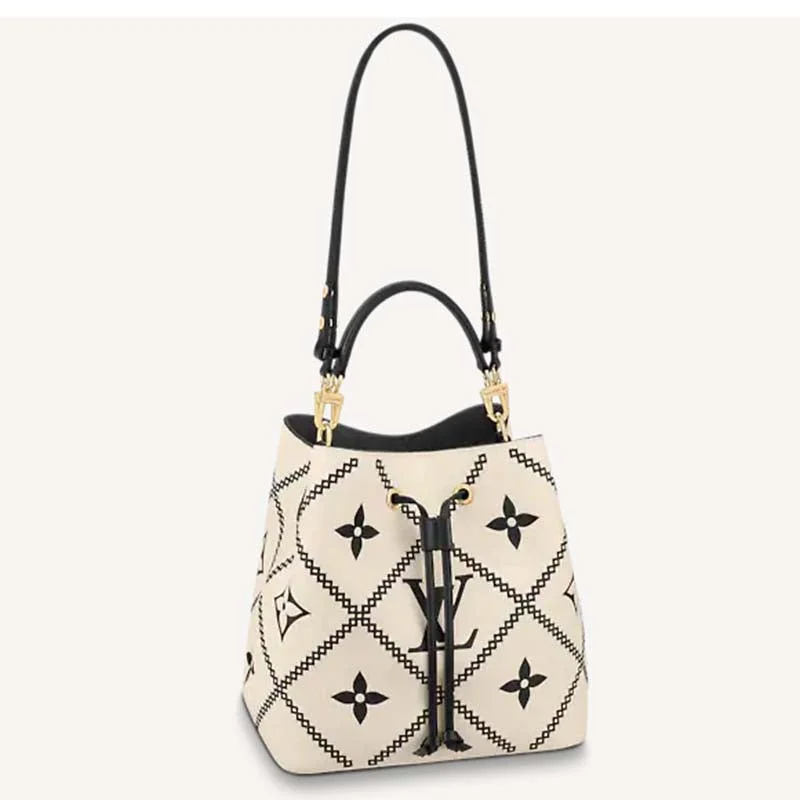 Louis Vuitton backpacks with a sleek, minimalist design for styleLouis Vuitton LV Women NéoNoé MM Bucket Bag Beige Embroidered Embossed Grained Cowhide