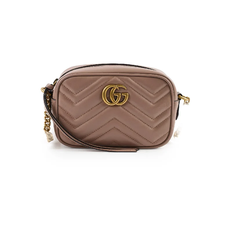 Women Gucci bags with a zip - around closure for securityGucci GG Marmont Mini Shoulder Bag Pink