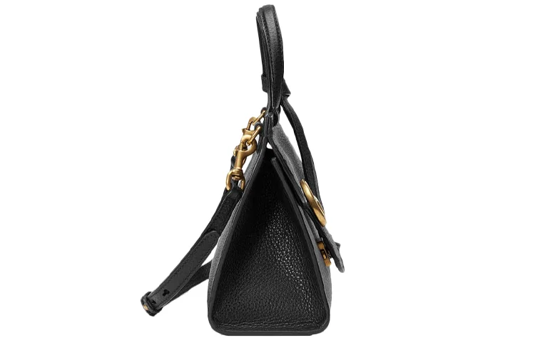 Gucci handbags for women with a back - zip pocket(WMNS) GUCCI Cowhide GG Marmont Logo Single-Shoulder Bag Black 442622-A7M0T-1000