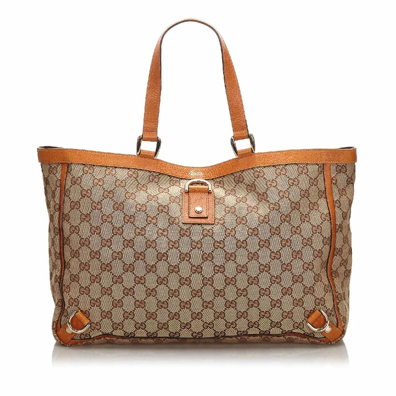 Ladies Gucci Dionysus bags with a detachable shoulder strapGucci Brown Beige Canvas Fabric GG Abbey D Ring Tote Bag Italy