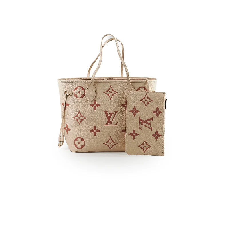 Ladies Louis Vuitton Capucines bags with a detachable shoulder strapLouis Vuitton Neverfull MM Monogram Empreinte Creme/Rose Trianon