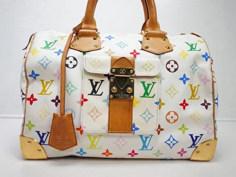 Ladies Louis Vuitton shoulder bags with a magnetic - closure flap for easeAuthentic Pre-owned Louis Vuitton Monogram Multi Color Speedy 30 Duffle Hand Bag M92643 141250