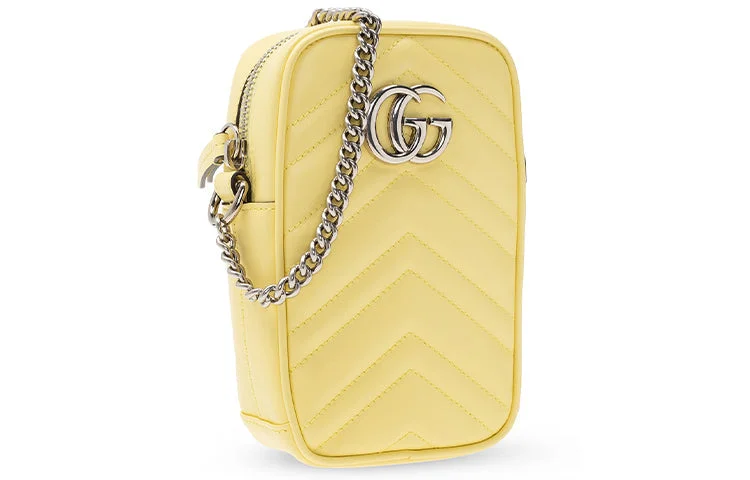 Women Gucci crossbody bags with a woven leather strap(WMNS) GUCCI GG Marmont Shoulder Bag Yellow 598597-DTDCP-7412