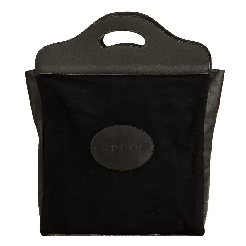 Women Gucci bags with a detachable mobile phone holderGucci Black Suede Tote Bag (5101040)