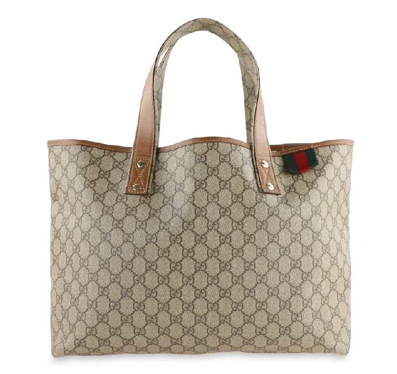 Gucci handbags for women with a metal - framed claspGucci Large Gg Brown Coated Canvas Tote