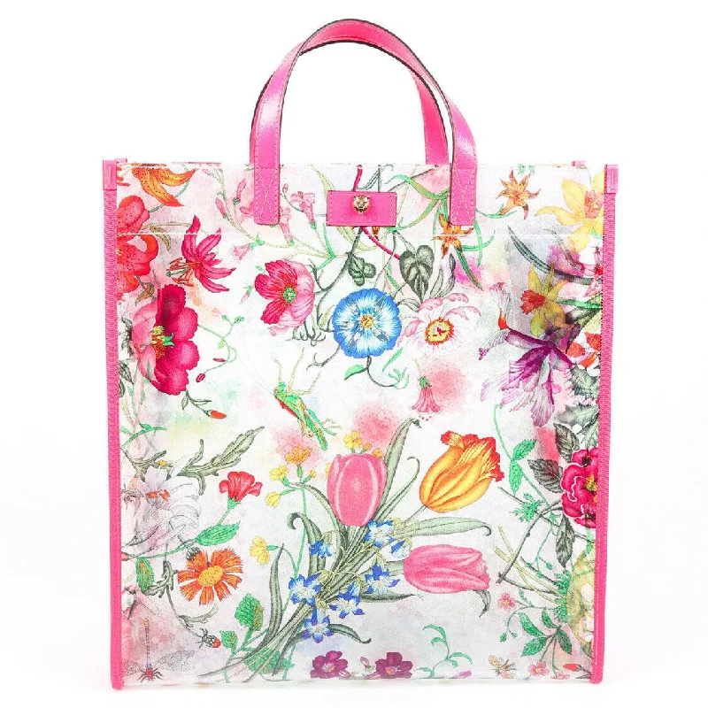 Women Gucci bags with a magnetic snap closure for easy accessGucci Bag Flora Multicolor Vinyl Tote