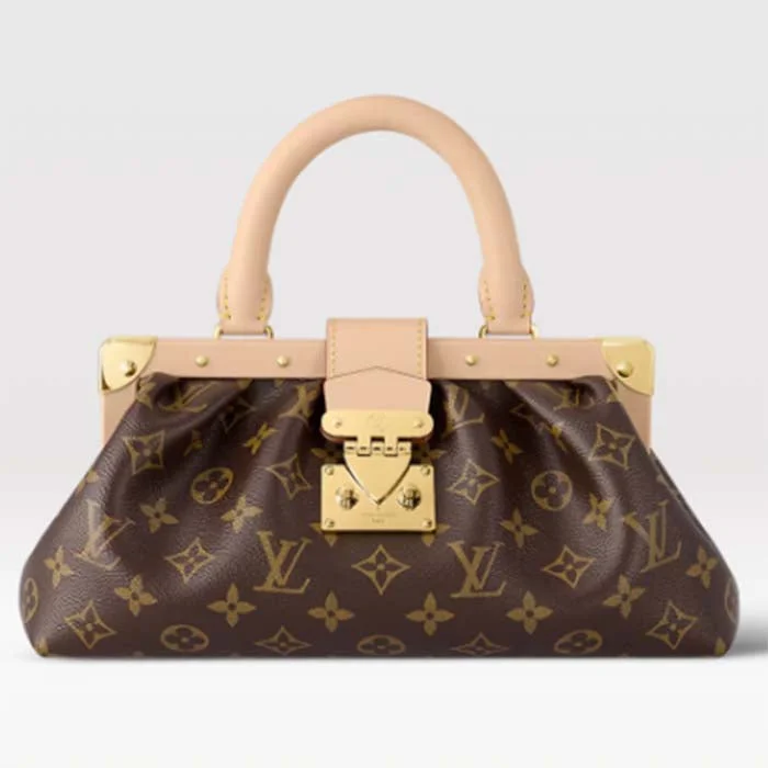 Louis Vuitton bags with a detachable mirror inside for on - the - go touch - upsLouis Vuitton LV Women Monogram Clutch Monogram Coated Canvas Calfskin Leather