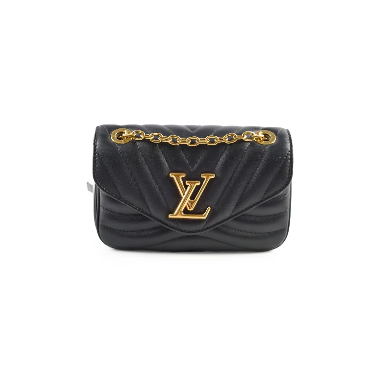 Louis Vuitton bags with a front - zip pocket for small items like keysLouis Vuitton New Wave Black Shoulder Bag