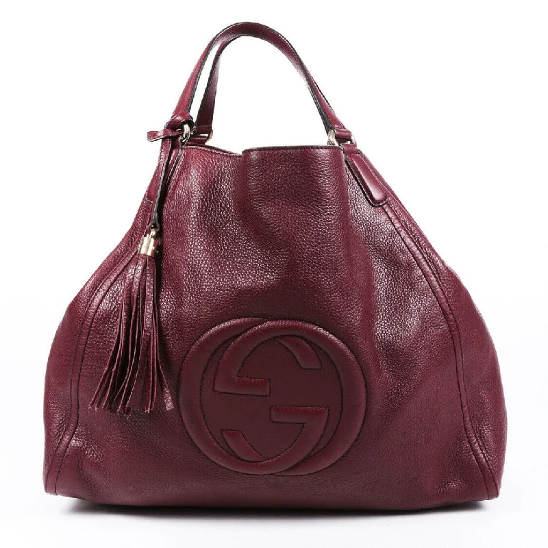 Women Gucci Sylvie bags with a crystal - embellished web stripeGucci Bag Soho Large Red Leather GG Tote