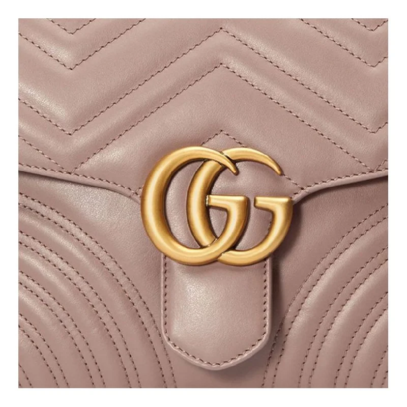 Gucci handbags for women with a metal - framed clasp(WMNS) GUCCI GG Marmont Series hand Bag Small Light Pink 498110-DTDIT-5729