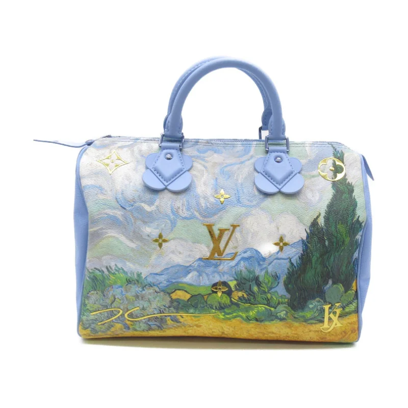 Louis Vuitton bags with a detachable mirror inside for on - the - go touch - upsLOUIS VUITTON van gogh speedy 30 Blue PVC coated canvas Masters collection M43314