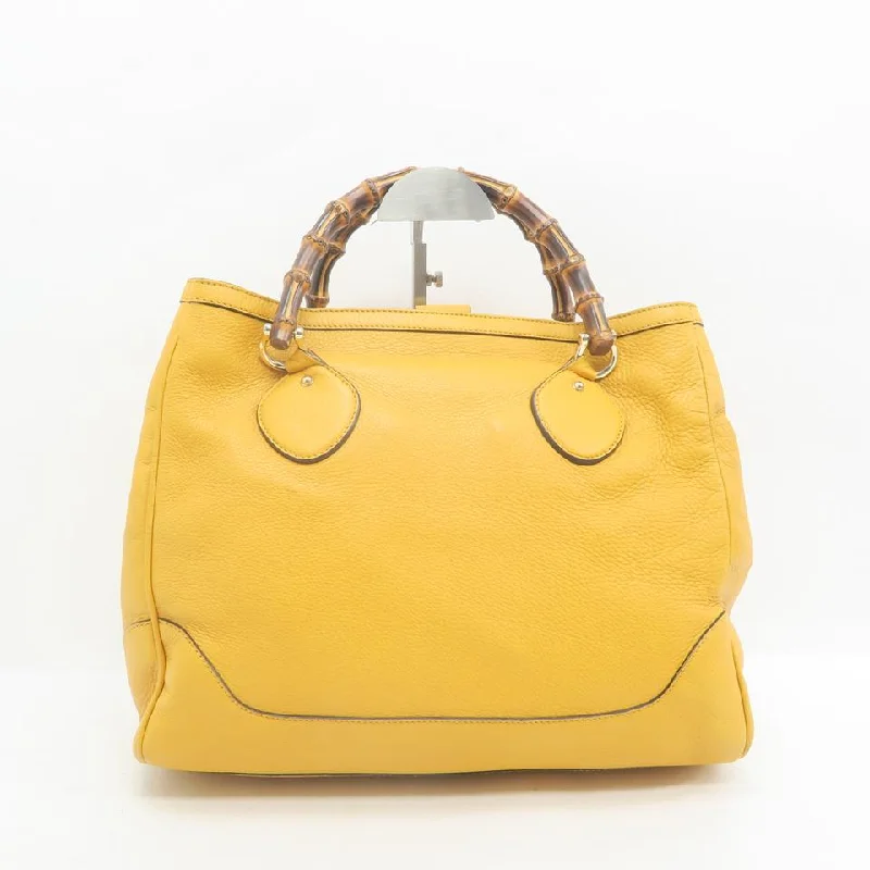 Gucci handbags for women with a back - zip pocketGucci Shopper Bag Bamboo Yellow Calfskin Tote