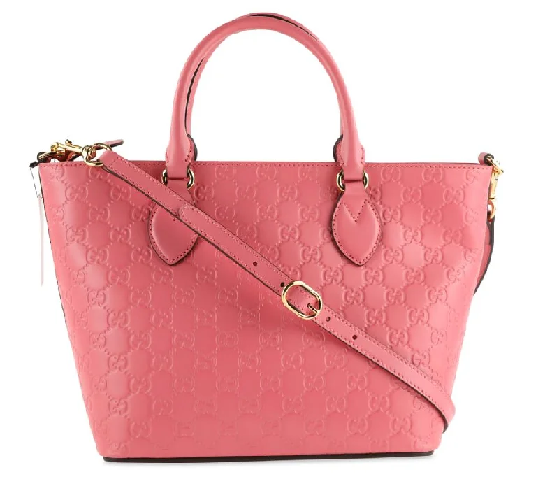 Women Gucci bags with a detachable mobile phone holderGucci Guccissima Tote Pink Leather Cross Body Bag