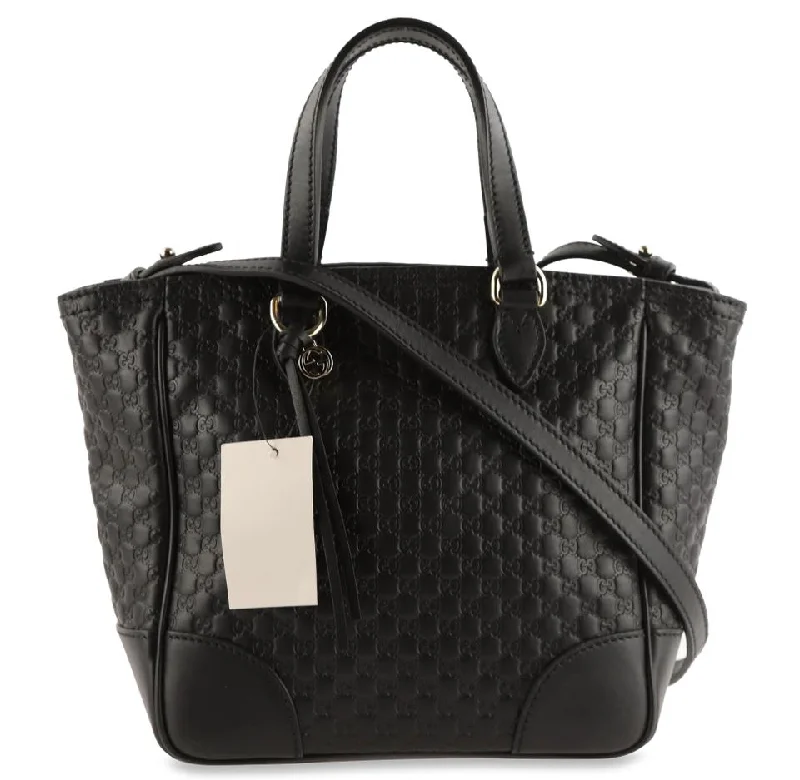 Women Gucci Sylvie bags with a monogram - embossed leatherGucci Small Bree Black Gg Leather Tote