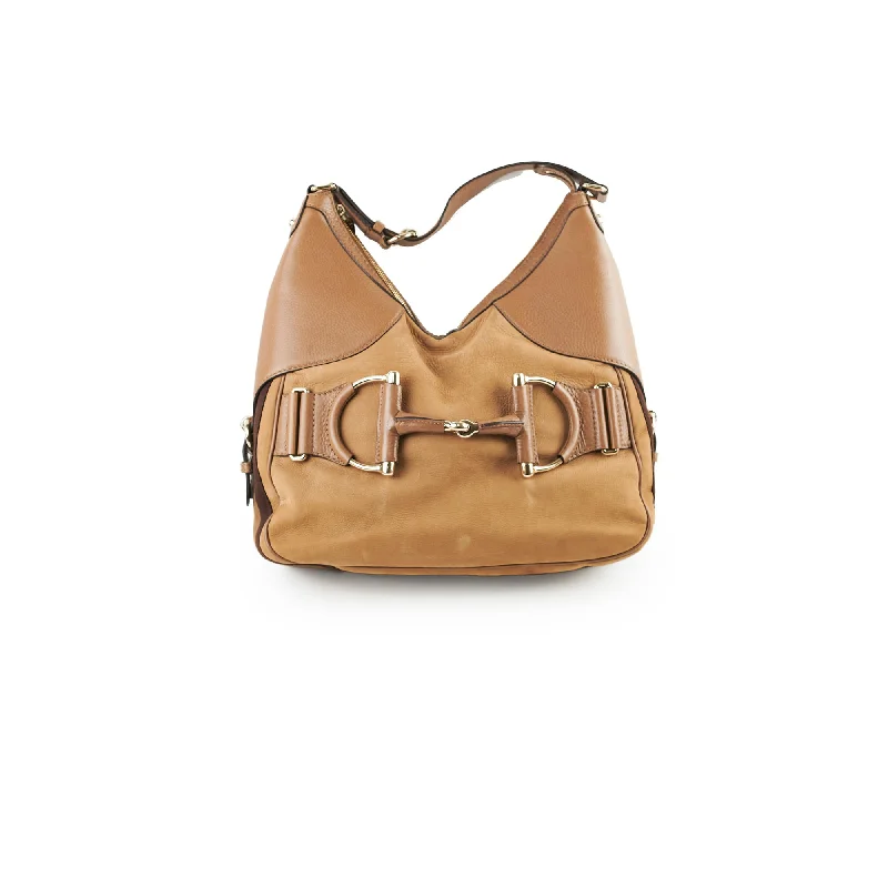 Ladies Gucci shoulder bags with a single - handle designGucci Horsebit Hobo Shoulder Bag Brown