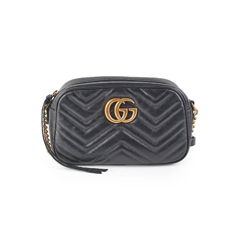 Small - sized Women Gucci shoulder bags for evening outingsGucci Small Marmont Camera Black Bag